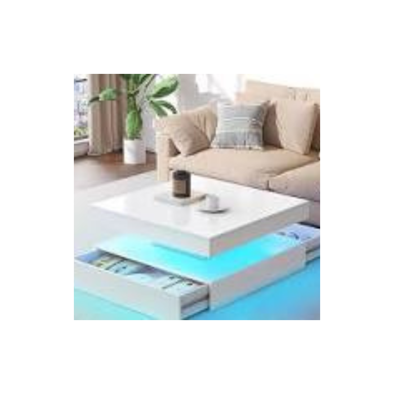 White Coffee Table with LED Lights